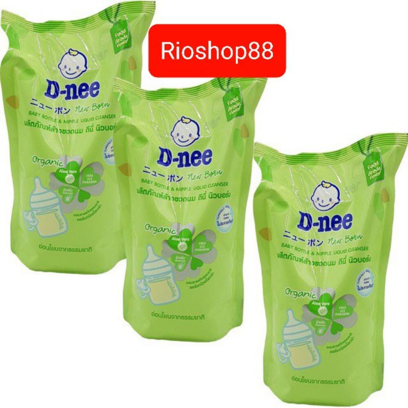 COMBO 3 TÚI 600 ML ( CHAI 620 ML) DNEE ORGANIC RỬA BÌNH SỮA THÁI LAN