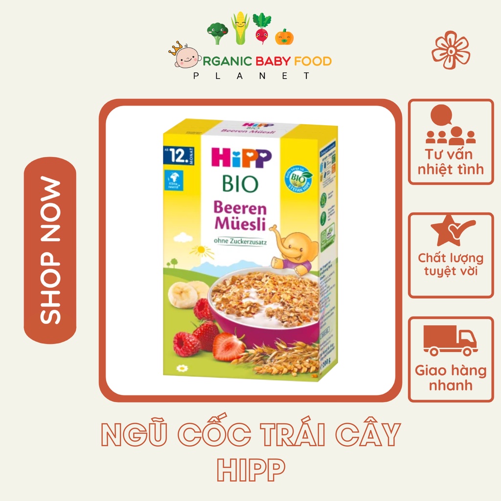 Ngũ cốc trái cây hữu cơ Hipp cho trẻ em 12 tháng tuổi - hàng nội địa Đức