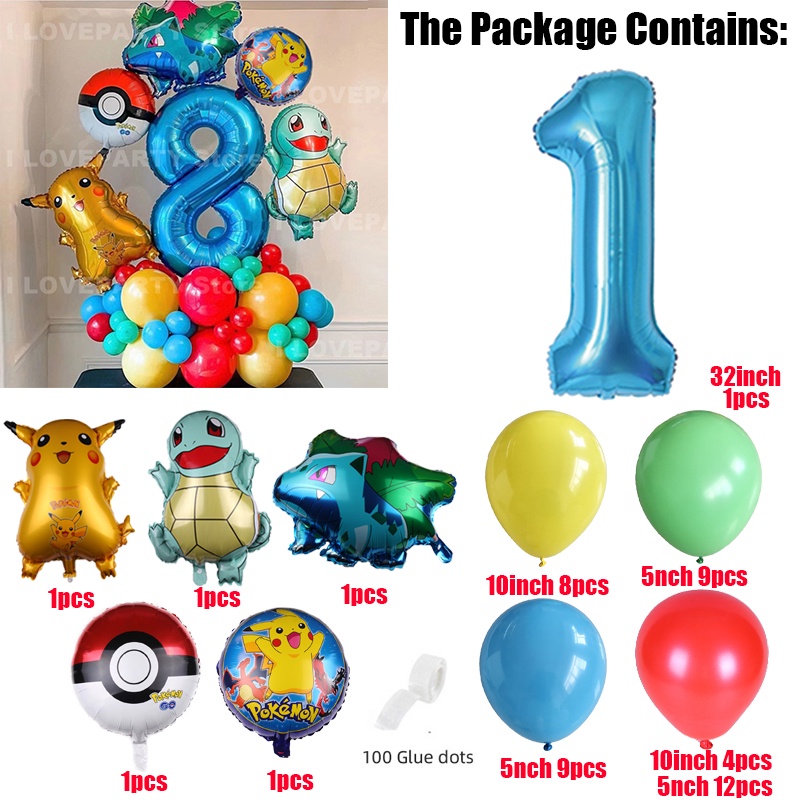 Bộ 48 Bong Bóng Hình Pikachu Trang Trí Tiệc Sinh Nhật