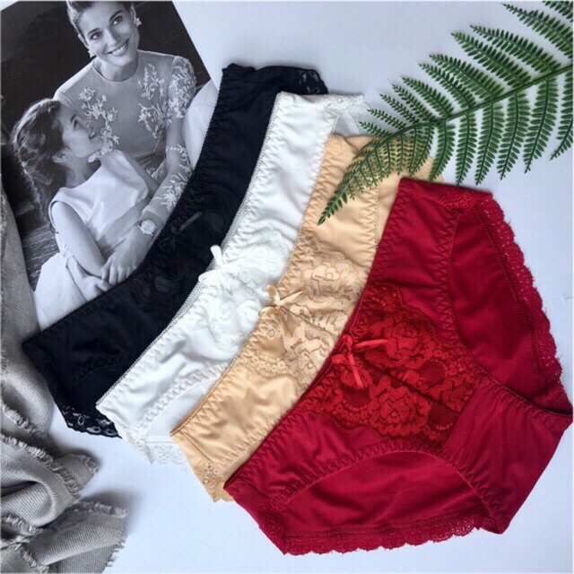 Bộ 4 Quần lót cotton Lạnh Phối ren Mềm đẹp , Nơ dễ thương