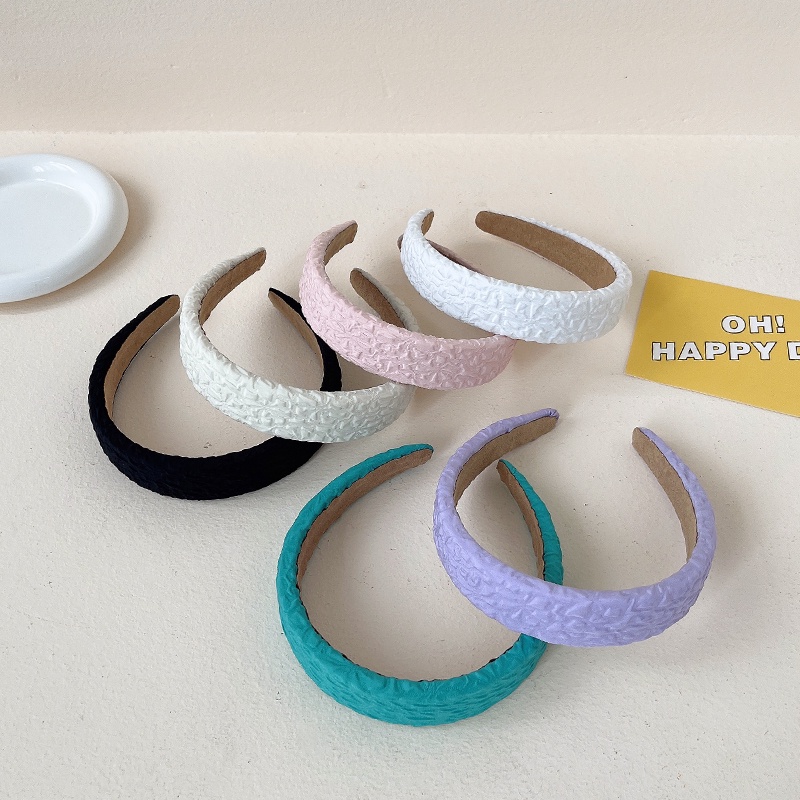 Băng Đô Cài Tóc Rửa Mặt Bằng Vải Xếp Ly Màu Trắng Dễ Thương Phong Cách Hàn Quốc Cho Nữ