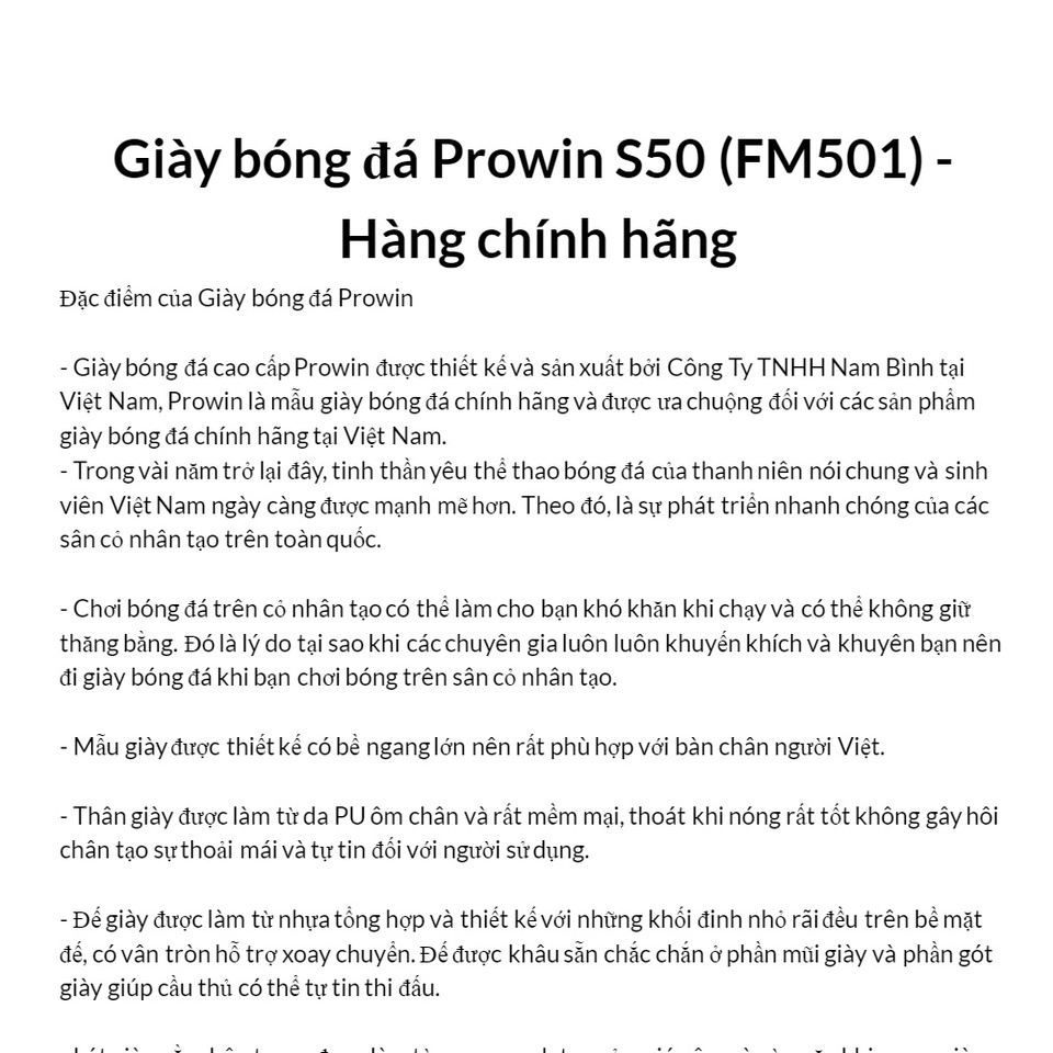 Giày đá banh Prowin S50 (FM501) - Đengiày thể thao nữ