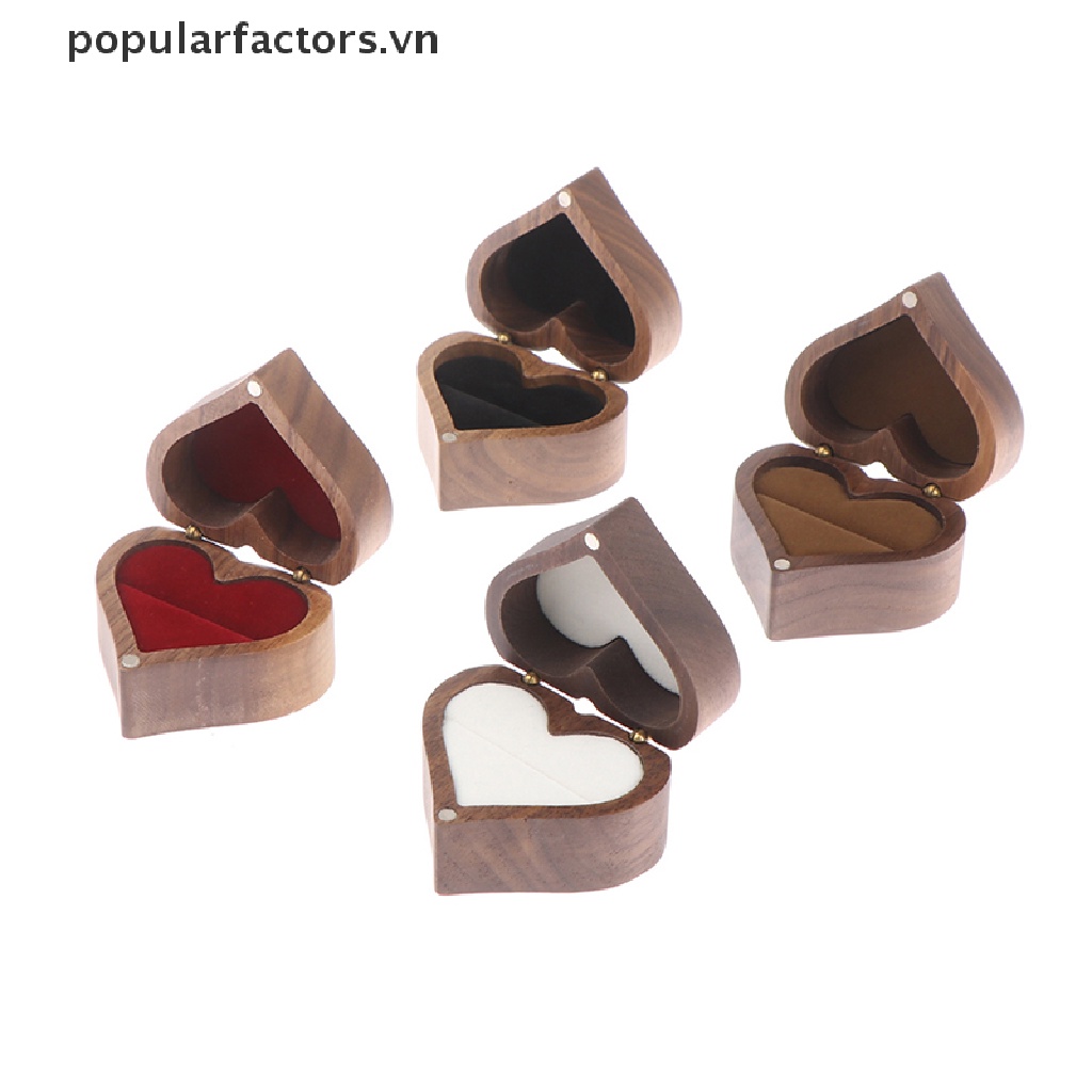 Hộp Đựng Nhẫn Cưới Hình Trái Tim Bằng Gỗ Ốp