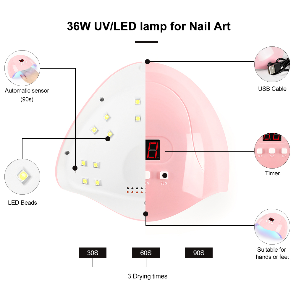 Đèn Led Hong Khô Sơn Gel Công Suất 36w 30s / 60s / 90s