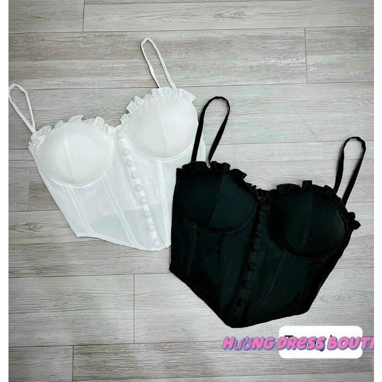 Áo 2 dây mod ngực nút bọc vạt nhọn siêu hot