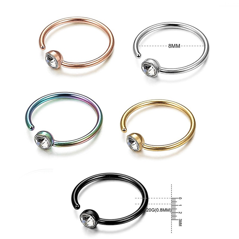Khuyên Mũi Hình Chữ C Đính Đá Pha Lê Nhập Khẩu Hàng Chất Lượng Cao 69Store Mã:K2TR05