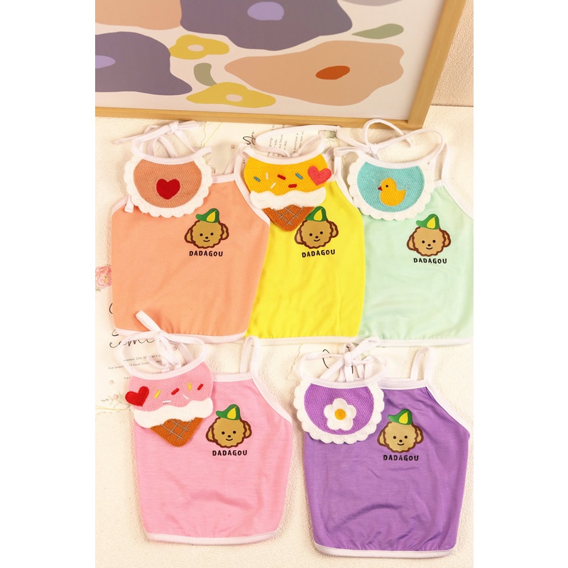 áo 2 dây Dadagou kèm yếm cho chó mèo