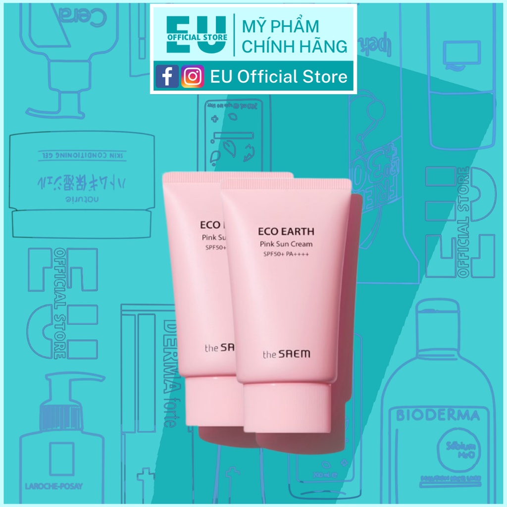 [Loại 50 ml] The SAEM Eco Earth Power Pink Sun Cream Kem Chống Nắng Hồng phiên bản mới