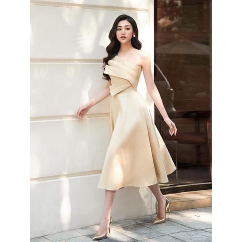 Đầm dự tiệc váy dự tiệc hai dây đắp nơ ngực dáng xoè dệt ánh kim siêu yêu (CÓ ĐỆM NGỰC) MN146 - Đầm Váy Mina | BigBuy360 - bigbuy360.vn