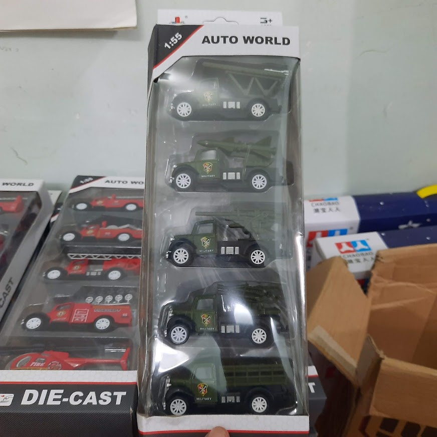 Bộ xe ô tô diecast mini bằng hợp kim tỉ lệ 1:64 xe chạy bằng cót (pullback) xe đồ chơi trẻ em