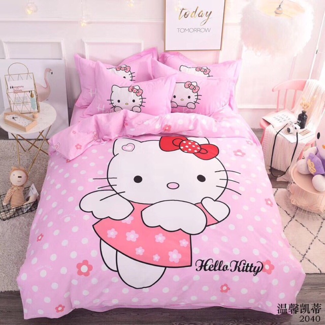 Set chăn ga 100% Cotton Kitty dành cho bé gái