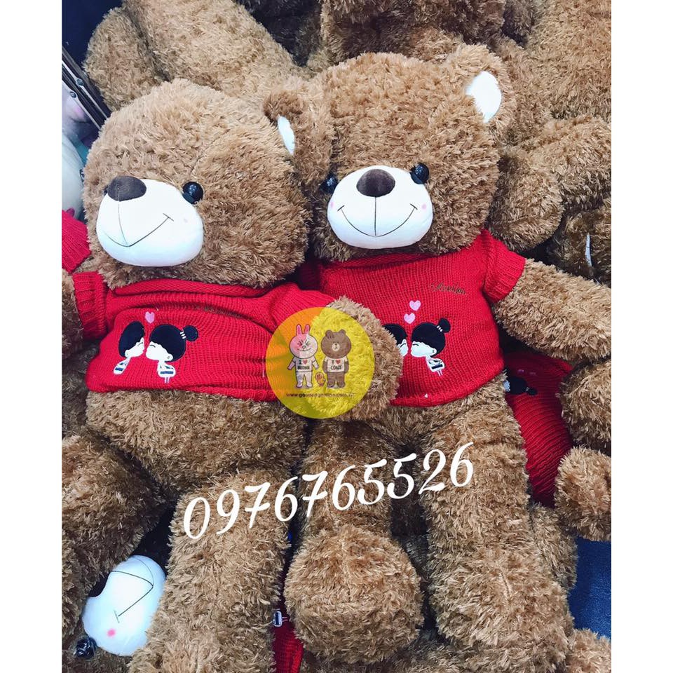 Gấu bông teddy Kissme hàng cao cấp màu nâu kích thước 90cm-1m4 Xưởng gấu bông Việt Nam