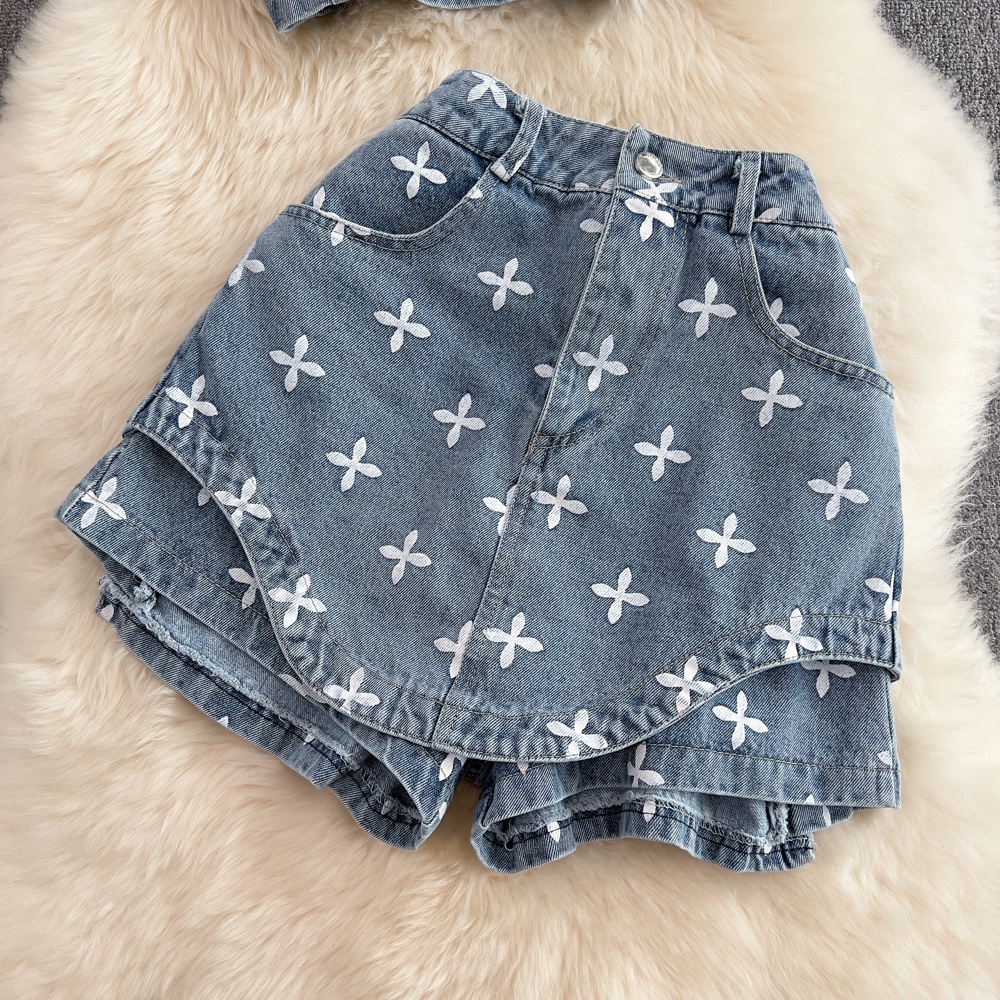 🌸Hàng Order🌸Sét Phông Phối Jean Họa Tiết Kèm Quần Jean Kiểu Trẻ Trung Năng Động🌸Hàng Quảng Châu