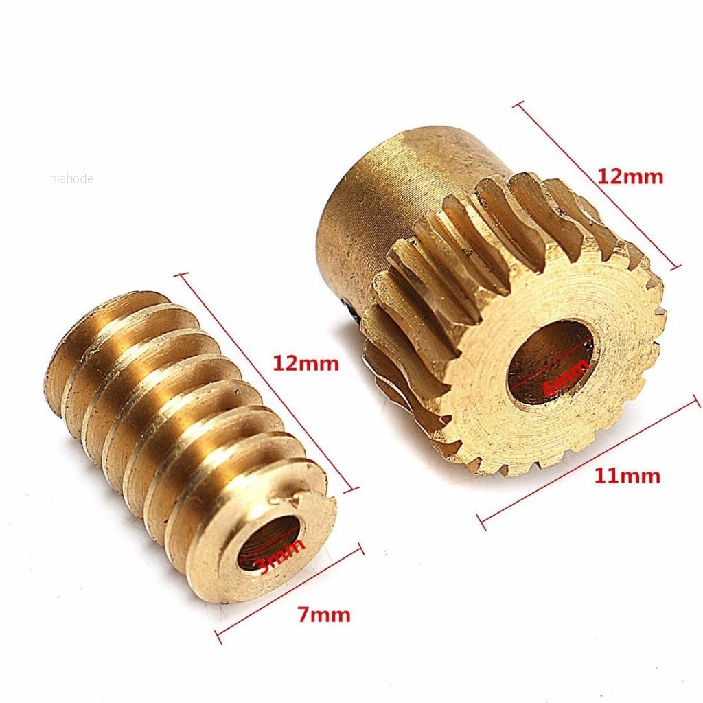 Bộ bánh răng đồng thau và trục ren xoắn dài 12mm chuyên dụng