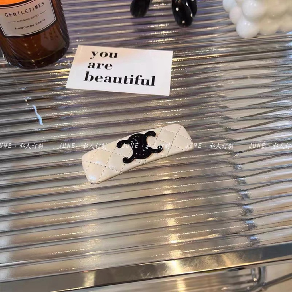 Kẹp Tóc Đính Kim Cương Giả Màu Trắng Đen Phong Cách Hàn Quốc