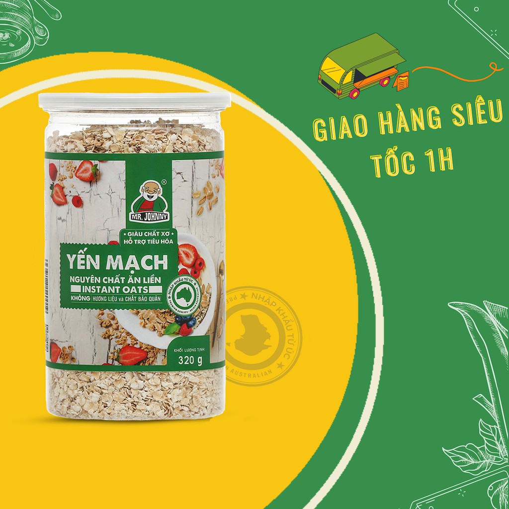 Yến mạch nguyên chất loại Ăn Liền Mr Johnny 320g - nhập khẩu Úc, giảm cân và ăn kiêng hiệu quả [true SEED hcm]