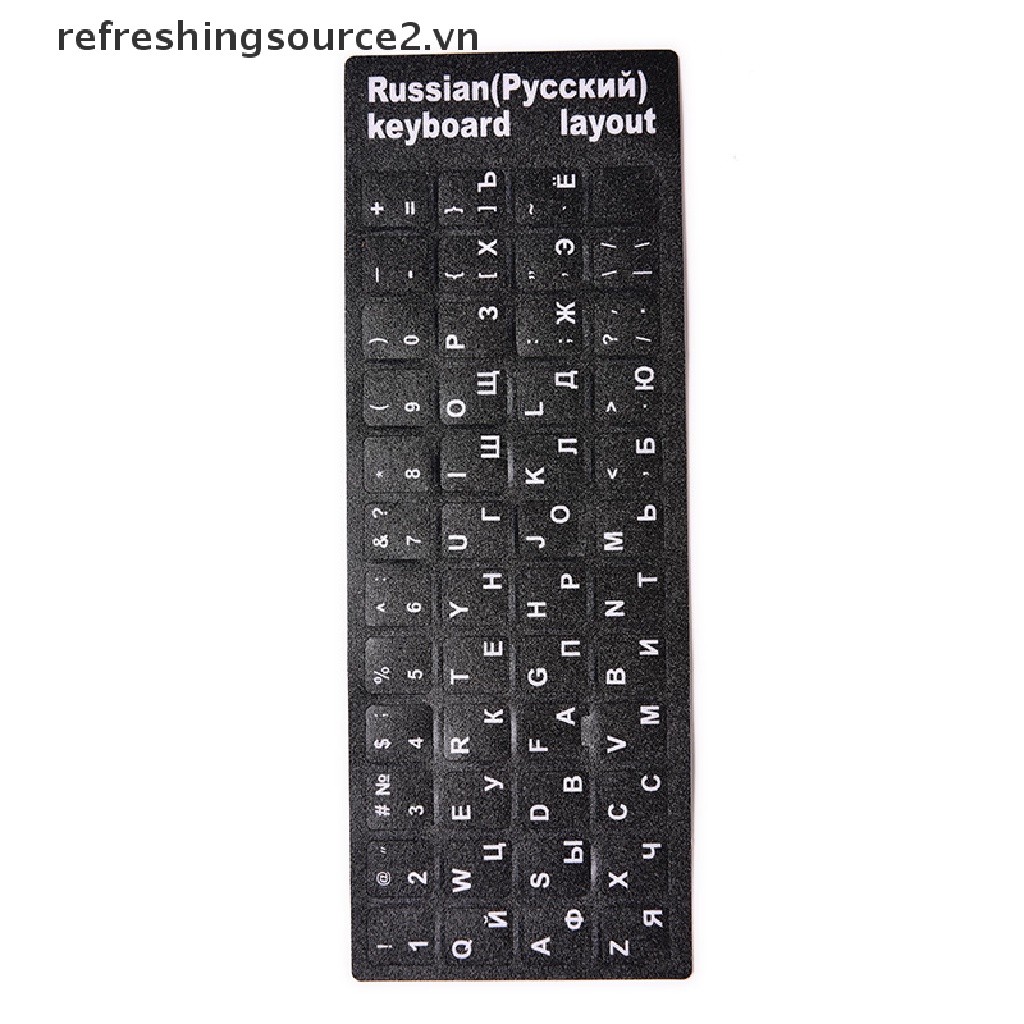 Bộ 2 Miếng Dán Bàn Phím Máy Tính in Chữ Tiếng Nga Màu Trắng Và Đen