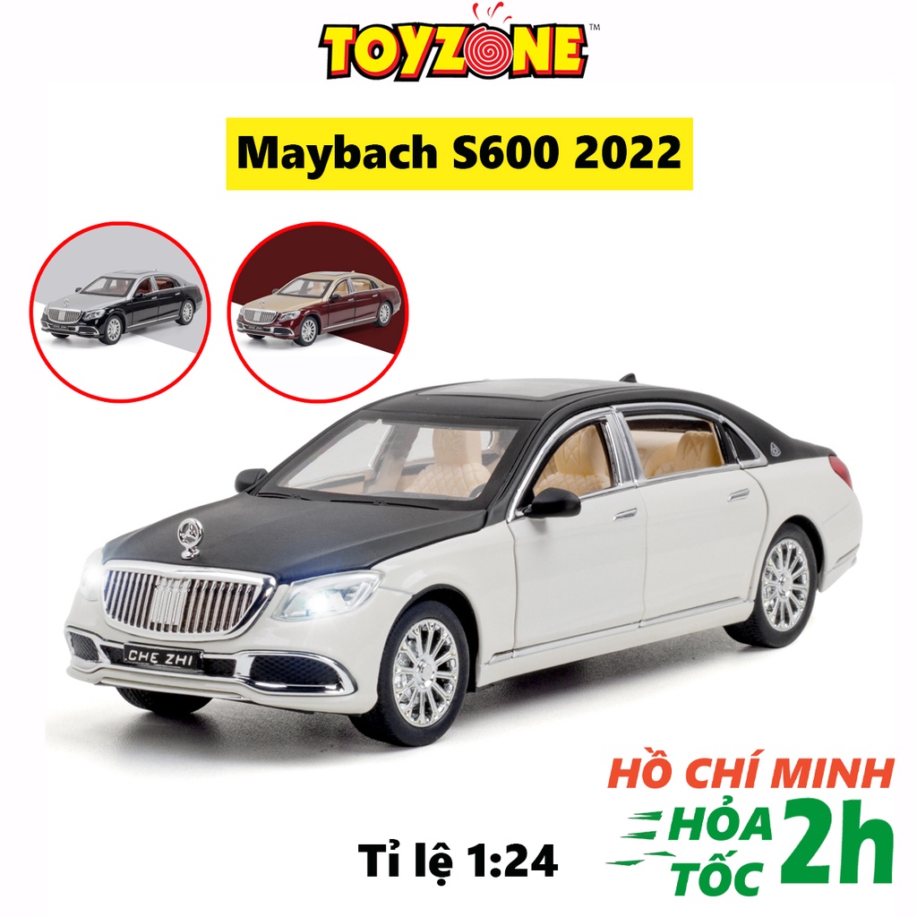 Mô hình xe Mercedes Maybach S600 2022 tỷ lệ 1:24 hãng Chezhi khung thép mở full cửa có đèn âm thanh cót chạy đà