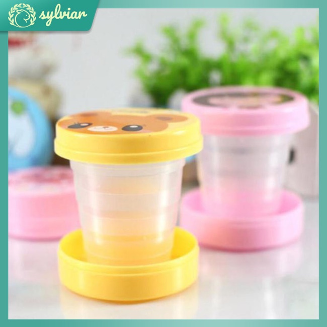 Cốc Uống Nước Gấp Gọn Họa Tiết Hoạt Hình Dễ Thương Cho Bé