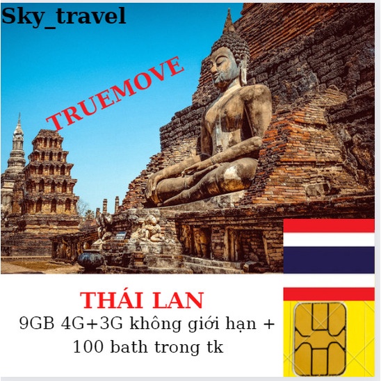 Sim du lịch Thái Lan có 100p gọi, 15GB tốc độ cao, 3G không giới hạn 16 ngày