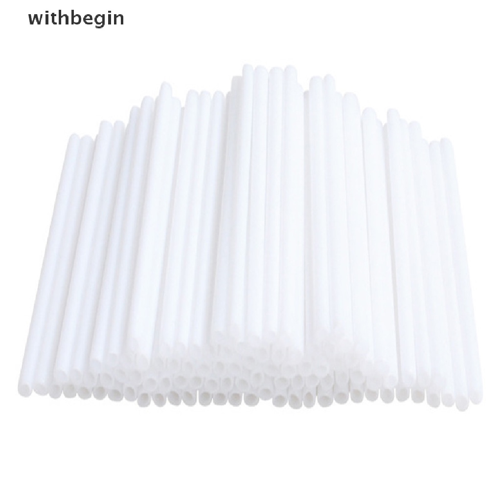 Set 100 Que Nhựa Làm Kẹo Mút Ống Màu Trắng