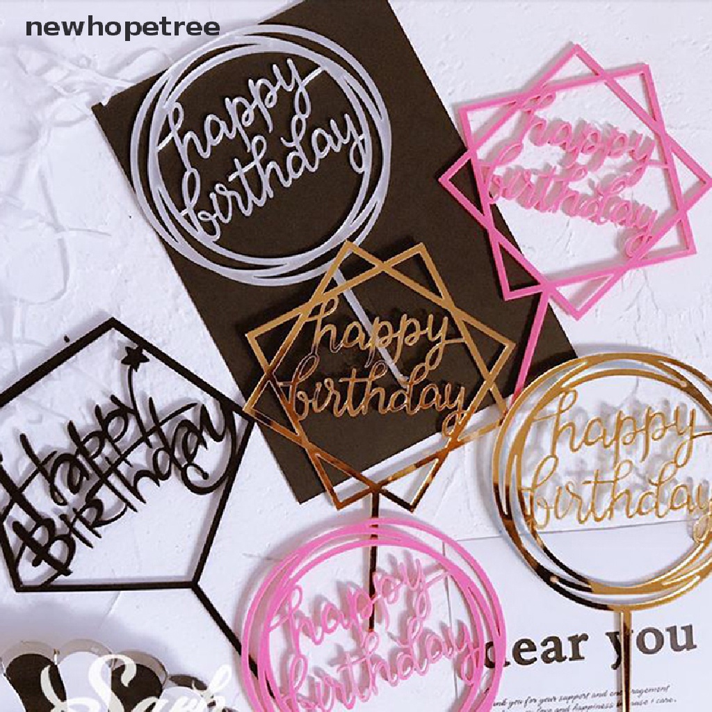 Set 10 Que Chữ Happy Birthday Trang Trí Bánh Kem Bằng Acrylic