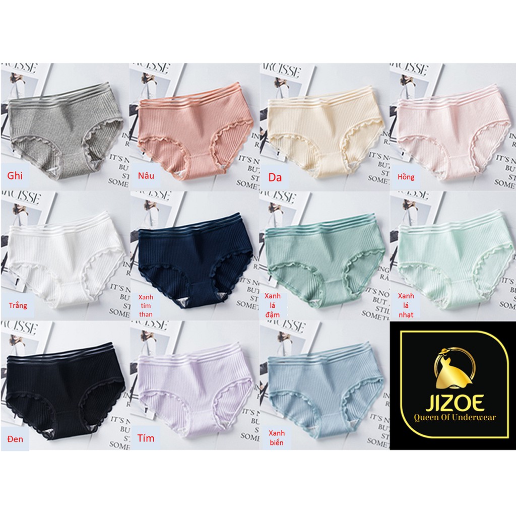 Quần lót nữ cotton dễ thương tăm tre phối viền ren cao cấp đẹp thời trang QLT15 | BigBuy360 - bigbuy360.vn