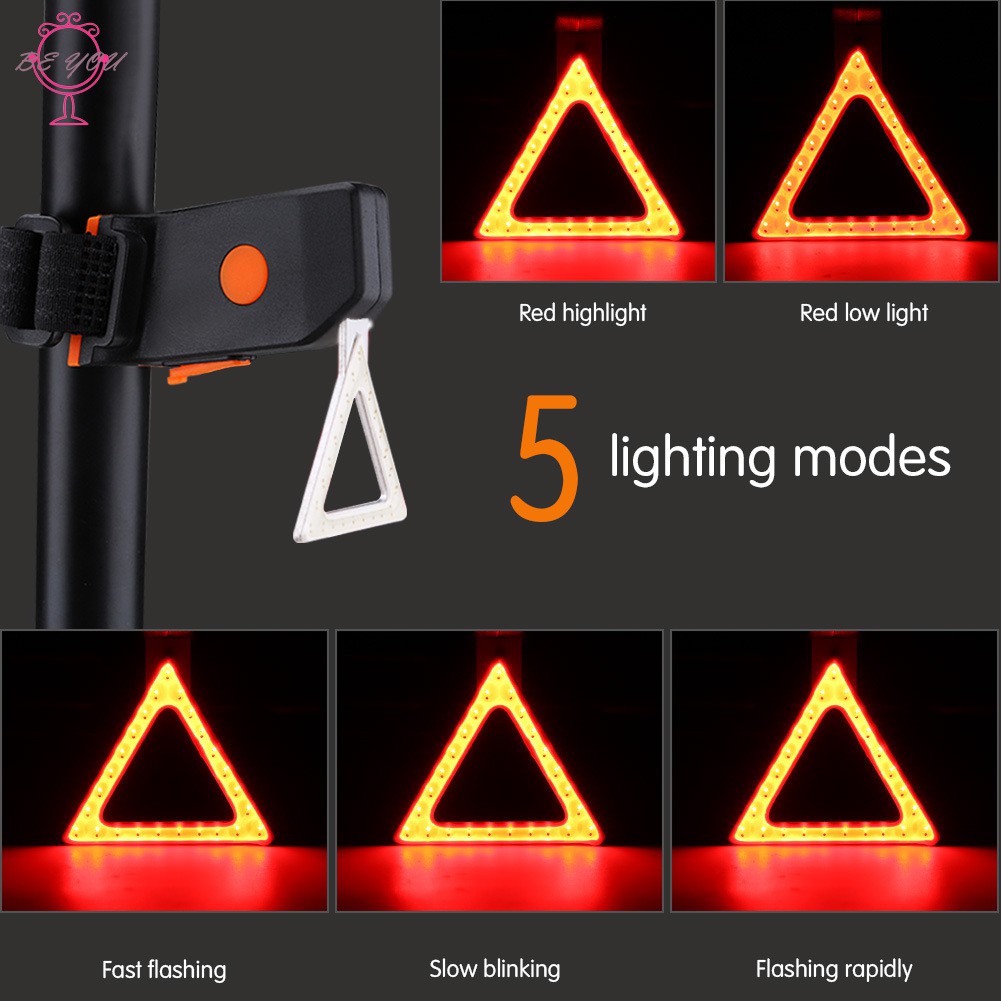 Đèn Led Đuôi Xe Đạp Hình Tam Giác Chống Thấm Nước Có Cổng Sạc Usb