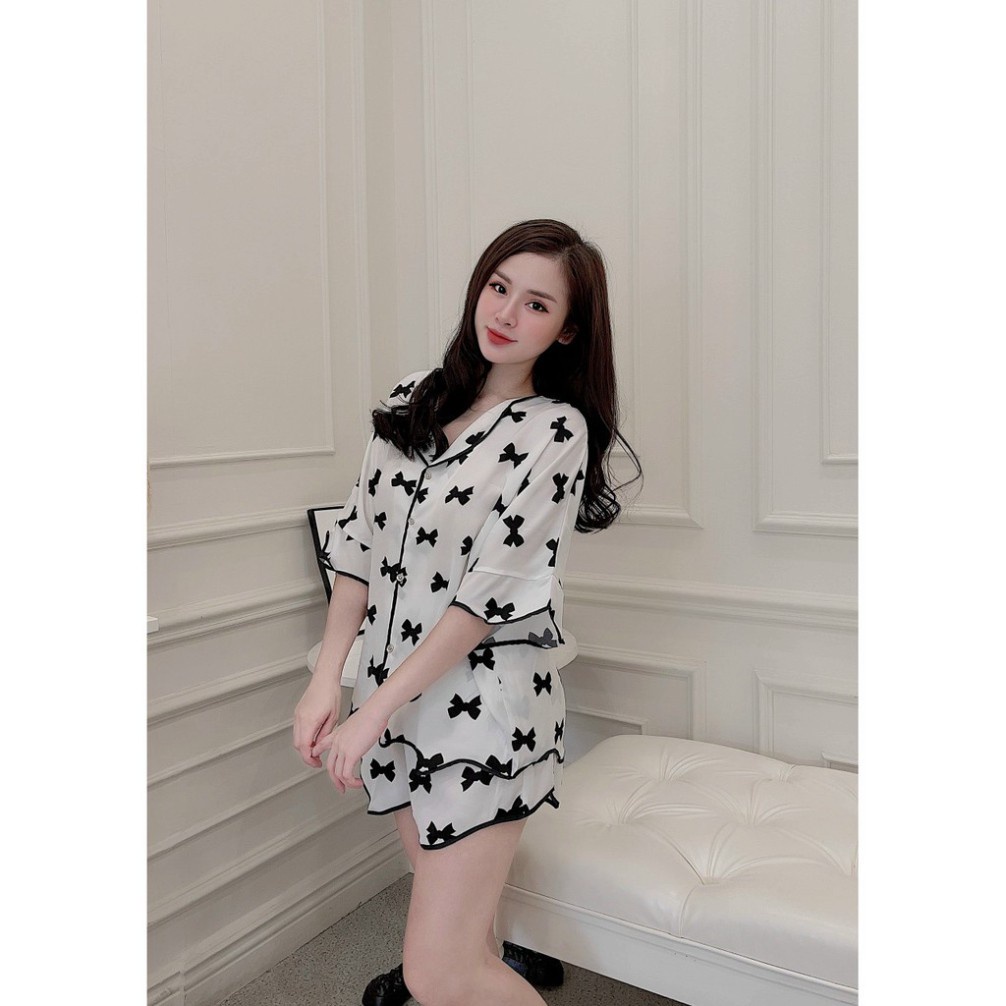 MA11 Bộ Pijama Lụa Mango Dơi Sóng NƠ XINH #Đồ Ngủ | Đồ Bộ Nữ | Váy Ngủ | Pizama | Pyjama -. `` | BigBuy360 - bigbuy360.vn