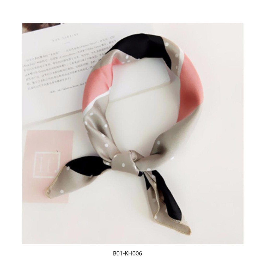 Khăn Turban biến tấu - khăn cổ, khăn cột tóc, khăn trang trí - xám sọc hồng và xanh đen