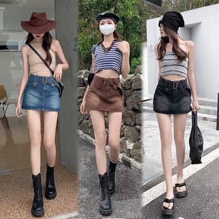 [ hàng có sẵn ] chân váy cạp trễ ( có đen + xanh + nâu + trắng)