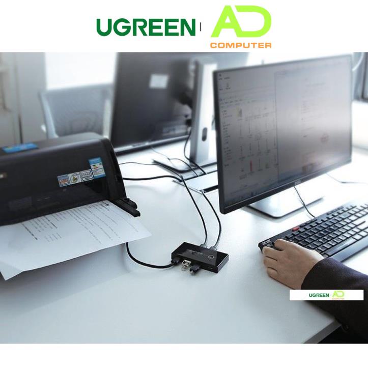 Bộ chia sẻ máy in USB 2.0 từ 4 thiết bị vào 2 máy tính UGREEN US216 30767 - Hàng phân phối chính hãng- Bảo hành 18 tháng