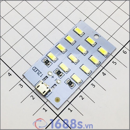 Đèn Led siêu sáng cổng Micro USB - 5V ( 12 / 20 Led - PCB Nhôm tản nhiệt ) - 1688s.vn