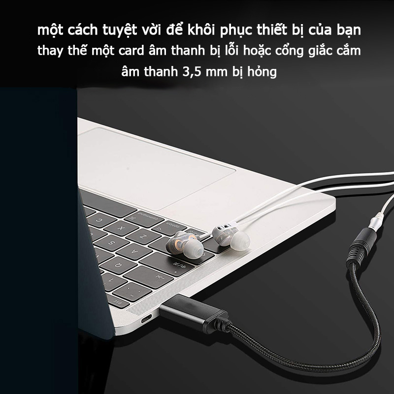 Bộ chuyển đổi âm thanh giắc cắm USB sang 3,5 mm, Thay thế cho Card âm thanh bị hỏng, Tương thích với Máy tính xách tay, Máy tính, PS PlayStation Hệ điều hành Windows Mac OS