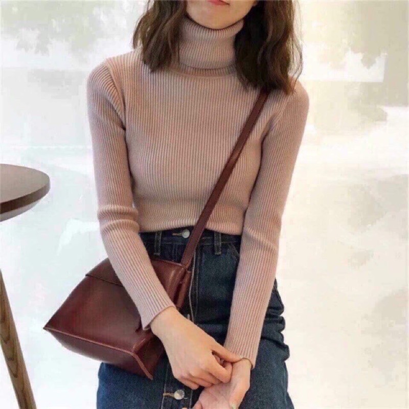 Áo len tăm cổ lọ Quảng Châu KH231, áo len tăm lông thỏ cao cổ 5cm cho nữ | BigBuy360 - bigbuy360.vn
