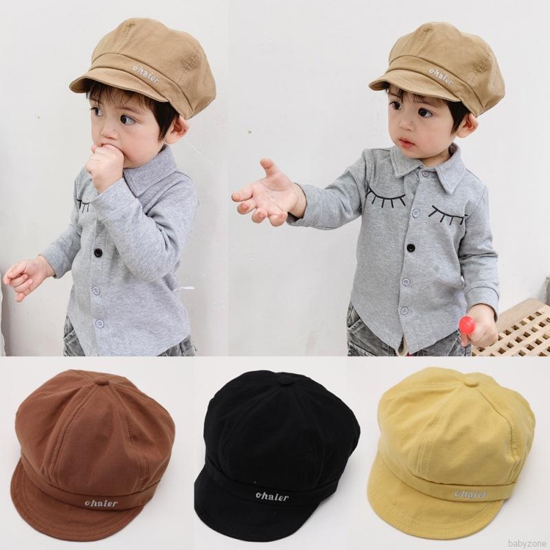 Mũ beret màu trơn phong cách retro thời trang cho bé