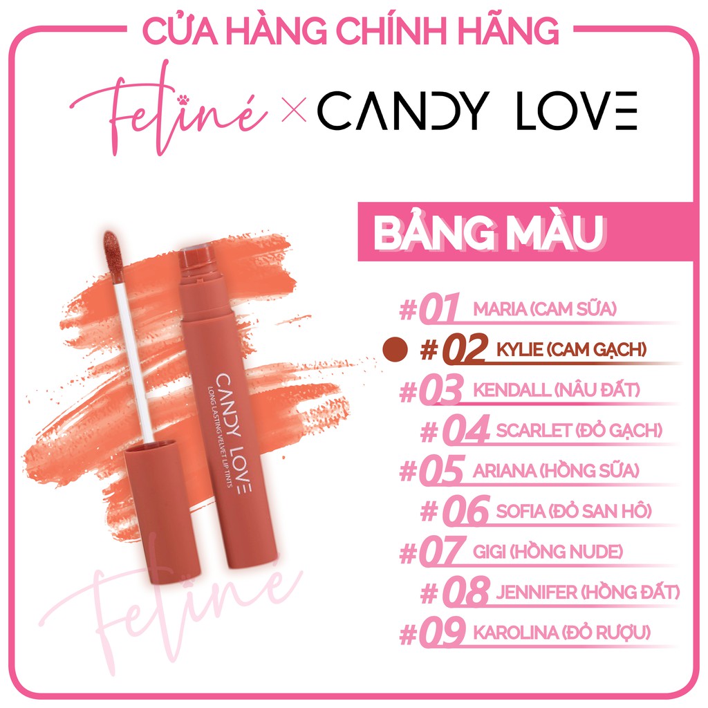 Son Kem Nhung Lì Candy Love - Son Siêu Mịn, Siêu Mướt, Siêu Bám Màu Và Lâu Trôi - FREESHIP - Feline Store