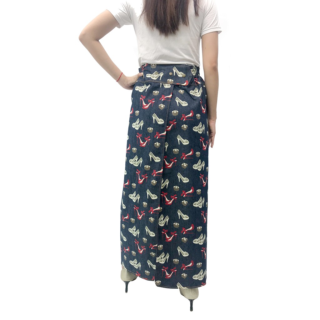 váy chống nắng freeSize jean hoa văn xẻ trước cố định bằng khuy VJXT0048 | BigBuy360 - bigbuy360.vn