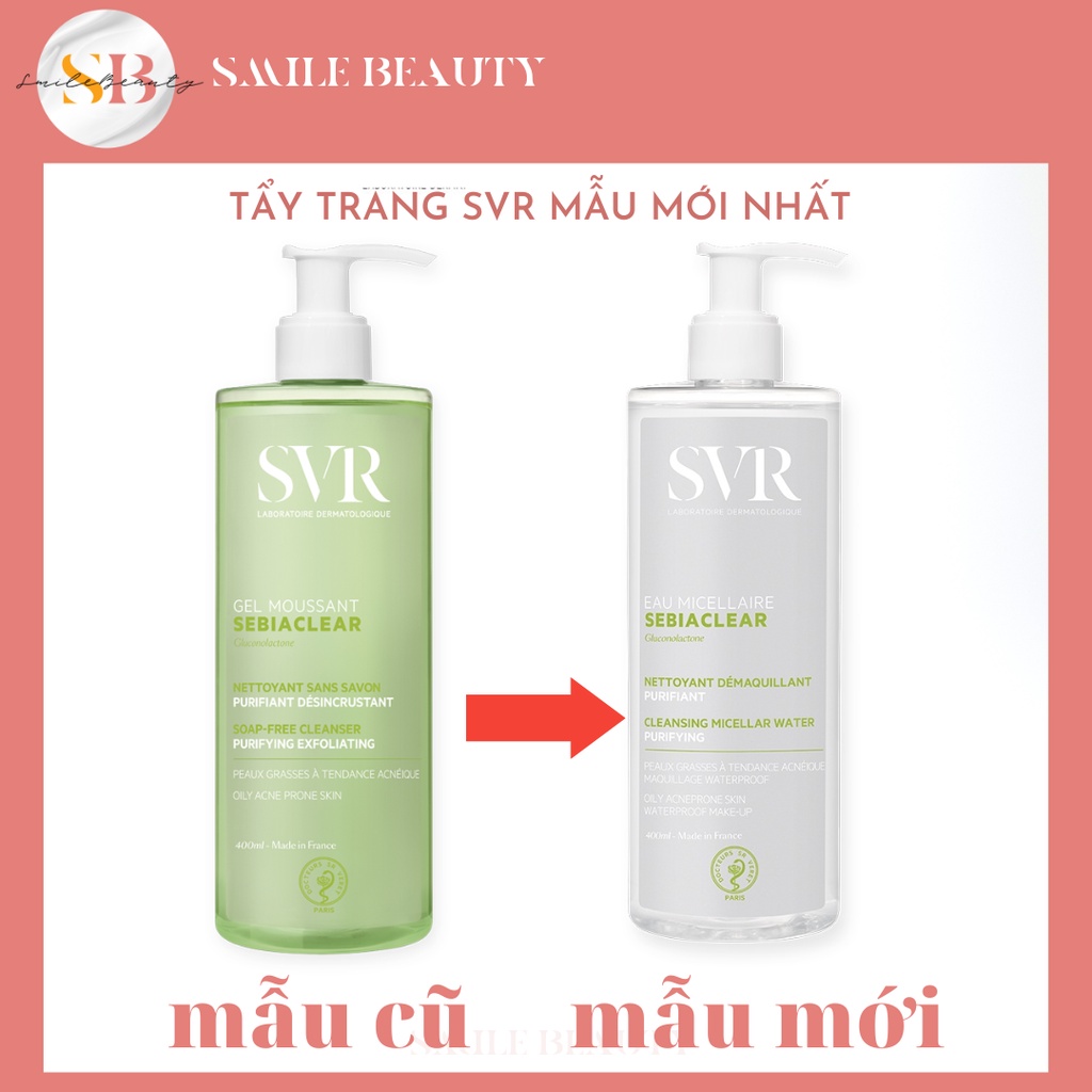 Tẩy trang sạch sâu dịu nhẹ lành tính SVR Sebiaclear Eau Micellaire xanh lá 400ml
