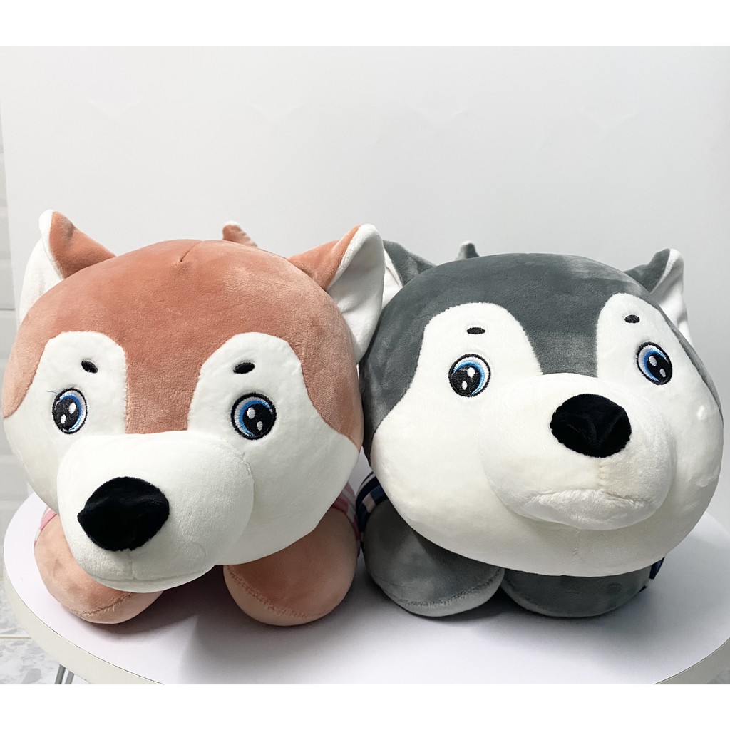 Bộ chăn gối văn phòng Mền Gối Gấu Bông Chó Husky Mặt Ngáo 3 Trong 1 Kích Thước Mền 1*1,7m