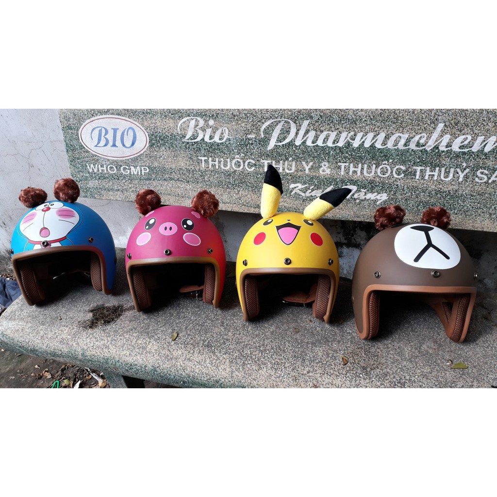 Mũ bảo hiểm 3/4 Pikachu-Doremon