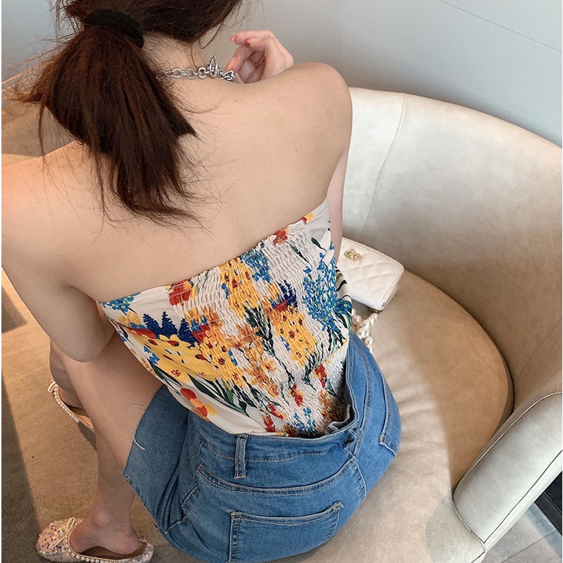 Áo Ống Hở Vai In Họa Tiết Hoa Thắt Nơ Thời Trang Cho Nữ | BigBuy360 - bigbuy360.vn