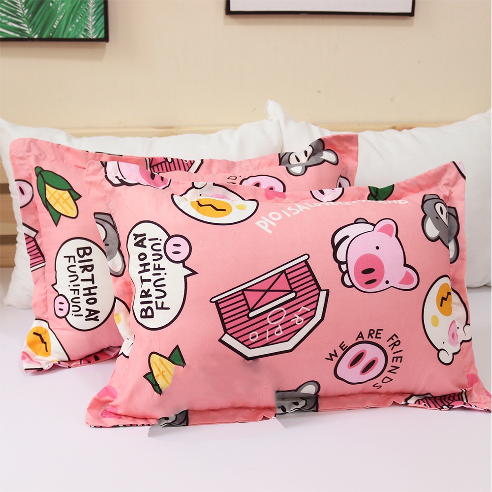 Sét 5 Món Chăn Hè Cotton Poly Mẫu Heo Hồng - (1ga, 1 chăn hè, 2 vỏ gối nằm, 1 vỏ gối ôm) Kích thước M2/M6/M8/2M2