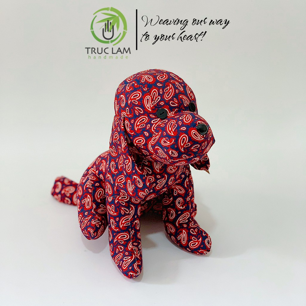 Đồ Chơi Cho Bé Thú Nhồi Bông Hình Con Chó Ngồi Vải Hoa Bông Gòn Cao Cấp – Trúc Lâm Handmade