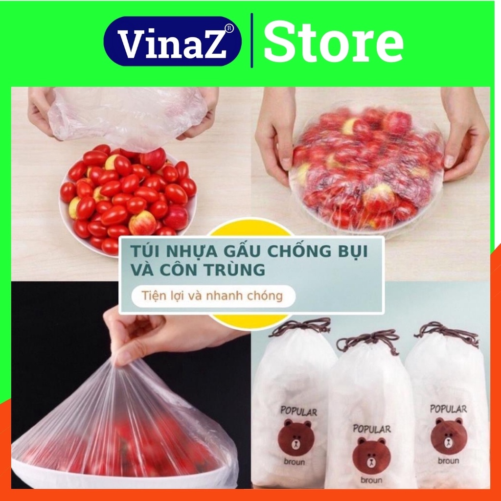 Màng bọc thực phẩm túi gấu VFaz có chun co giãn sét 100 cái an toàn thực phẩm bảo vệ sức khỏe và môi trường MB01