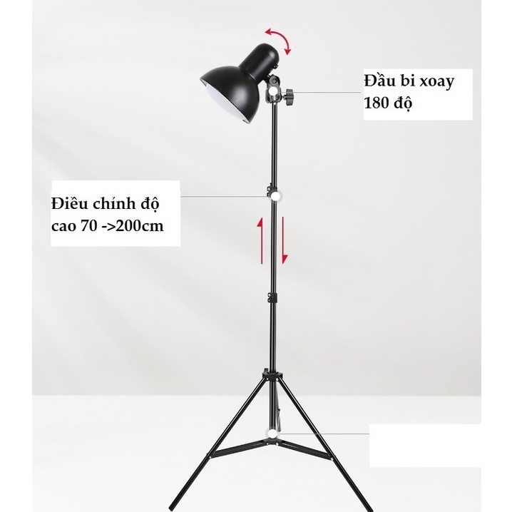 Bộ đèn studio chụp ảnh, quay phim, Livestream chuyên nghiệp, cao 2m đèn 105W