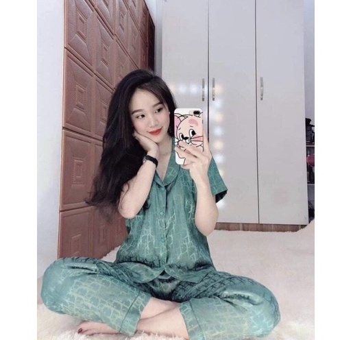 Bộ đồ mặc nhà - Bộ Pyjama mặc nhà - Bộ lụa gấm tay cộc quần dài