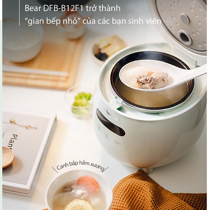 Nồi cơm điện mini đa năng 1.2L (lòng nồi 0.3L) Bear DFB-B12F1 - Hàng chính hãng - Bảo hành 12 tháng