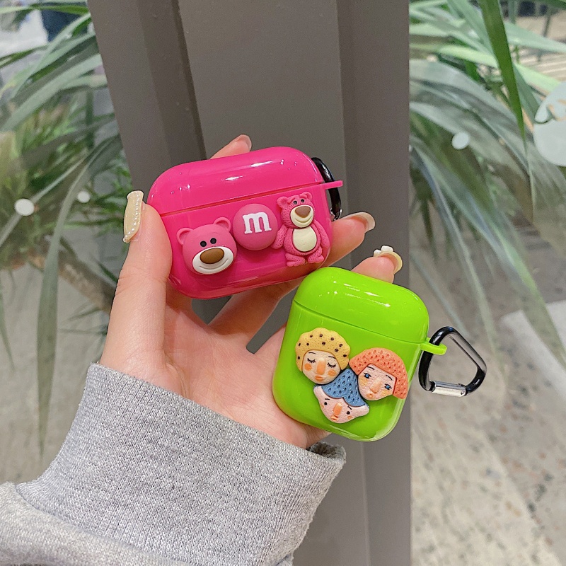 Vỏ Bảo Vệ Hộp Sạc Tai nghe không dây AirPods 1 2 3 Pro 4 inPods i12 i12s Pro Bằng Silicon Hình Gấu Hồng Dễ Thương