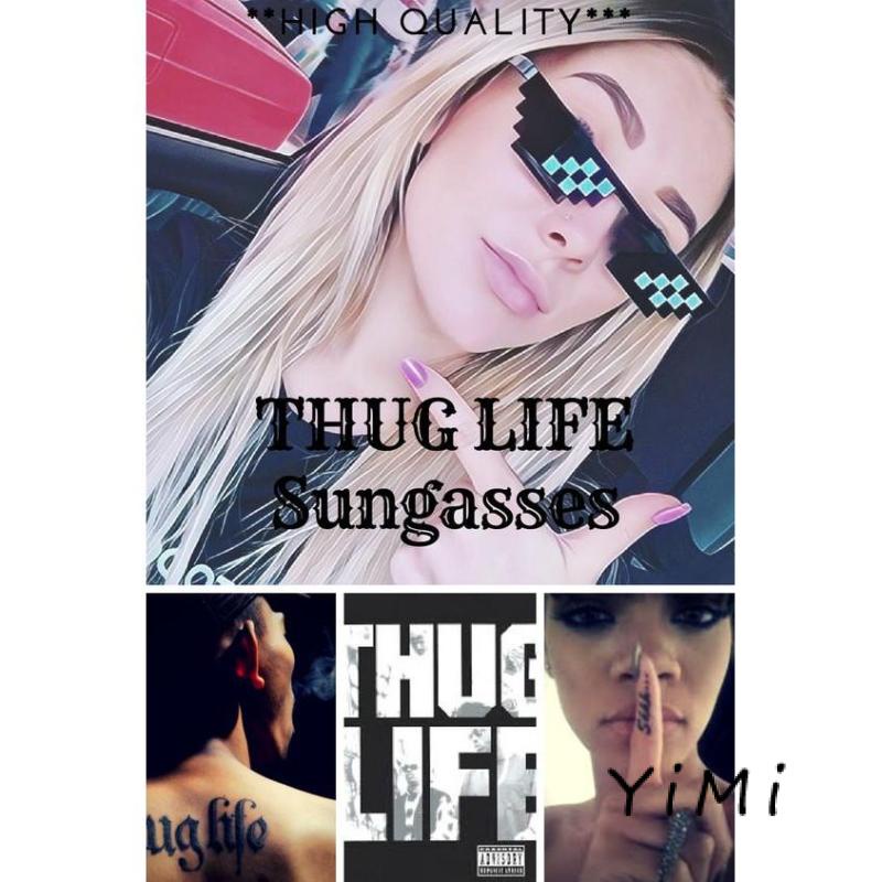Kính mát gọng vuông không viền phong cách Thug Life vui nhộn thời trang hip hop cho nam và nữ